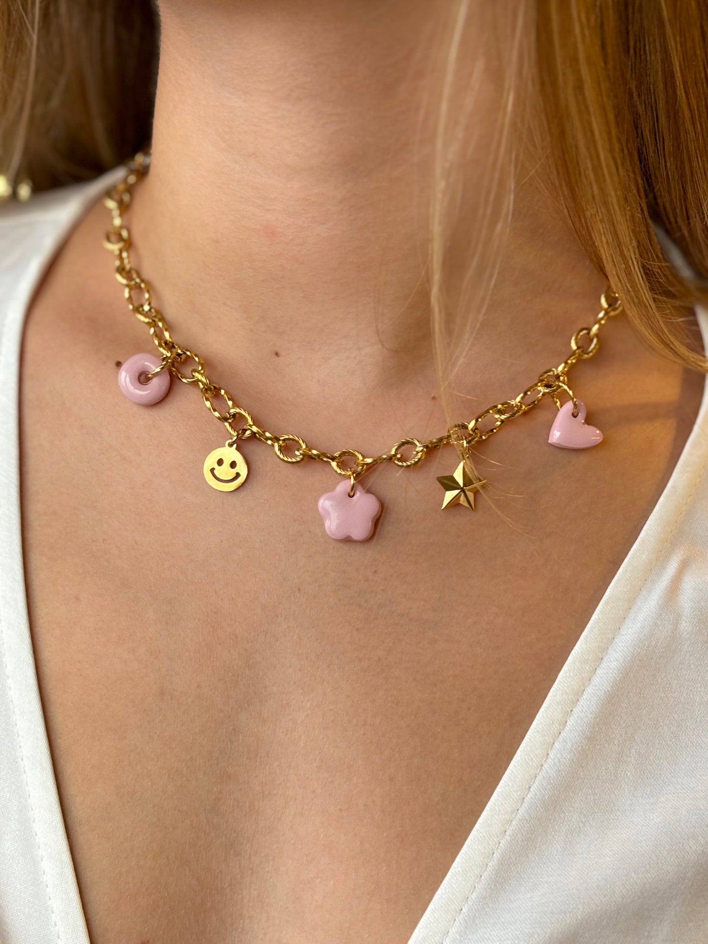 Collier rose bonbon